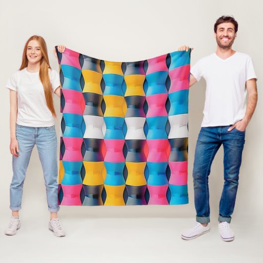 3D鮮やか砂時計の幾何学的パターン フリースブランケット (インサイチュ)
