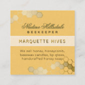 3D黄モダン六角スタイル化ビーハニーアイボリー スクエア名刺 (裏面)