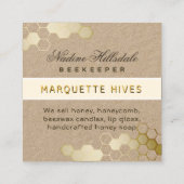 3D黄モダン六角スタイル化ビーハニークラフト スクエア名刺 (裏面)