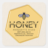 3D黄モダン六角スタイル化ミツバチアイボリー蜂蜜 スクエアシール (正面)