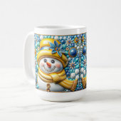 3D黄色のクリスマススノーマン コーヒーマグカップ (正面左)