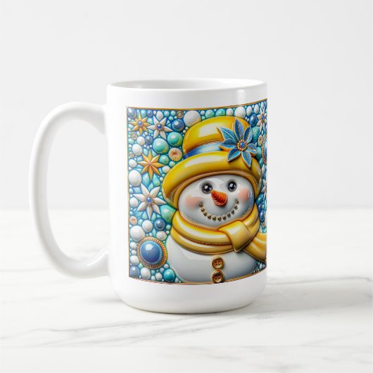 3D黄色のクリスマススノーマン コーヒーマグカップ (左)