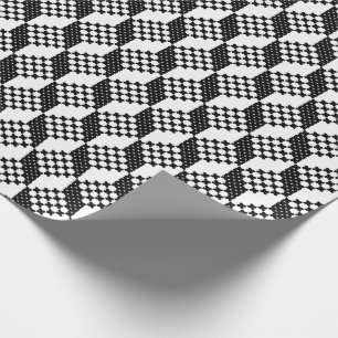 3D黒および白のクロスステッチの立方体パターン ラッピングペーパー