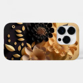 3D黒と金ゴールドの花 Case-Mate iPhoneケース (裏面 (横))