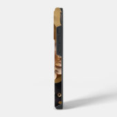 3D黒と金ゴールドの花 iPhoneケース (左側面)