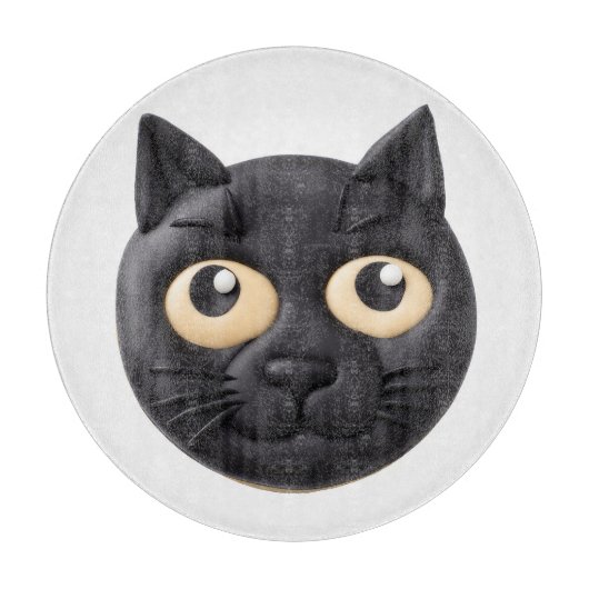 3D黒猫のデザイン カッティングボード (正面)