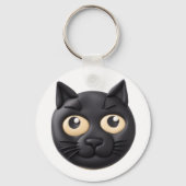 3D黒猫のデザイン キーホルダー (正面)