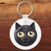 3D黒猫のデザイン キーホルダー (正面)