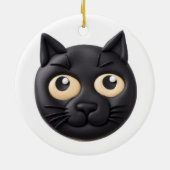 3D黒猫のデザイン セラミックオーナメント (裏面)