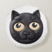 3D黒猫のデザイン ラウンドクッション (裏面)