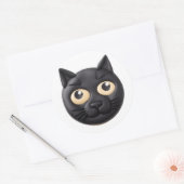 3D黒猫のデザイン ラウンドシール (封筒)