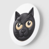3D黒猫のデザイン ラージ壁時計 (傾斜)