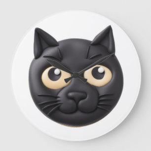 3D黒猫のデザイン ラージ壁時計