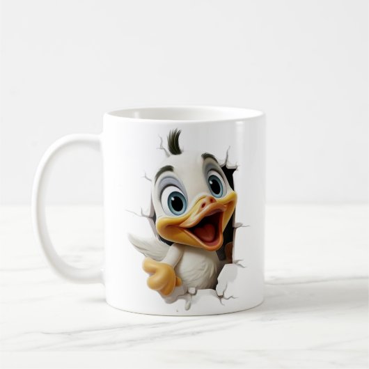 3D かわいいキャラクターのアヒルの雛の飛び出し コーヒーマグカップ (左)