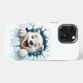 3D かわいいクマ 氷を割る iPhoneケース (裏面横)