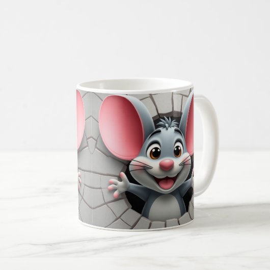 3D かわいいマウス マグカップ ラッピングデザイン (正面右)