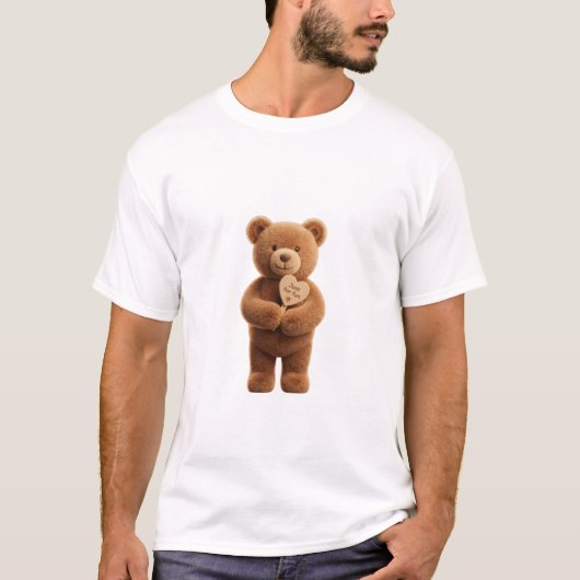 3D かわいい もふもふ テディベア 木製の 'Just for Tシャツ (正面)