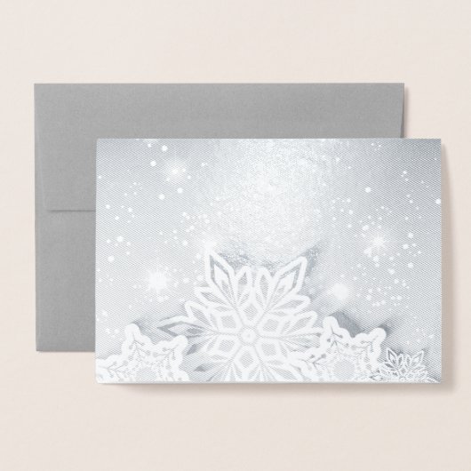 3D の雪の結晶 箔カード (封筒付き正面)