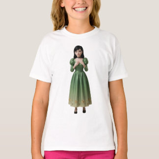 3D エメラルドグリーン プリンセス キャラクター Tシャツ