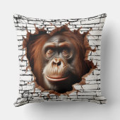 3D オランウータン 壁破り アート - リアリスティックサファリ クッション (裏面)