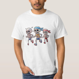 「3D カートゥーン スケルトン レース」楽しい走るスケルトン Tシャツ