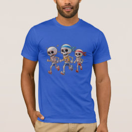 「3D カートゥーン スケルトン レース」楽しい走るスケルトン Tシャツ