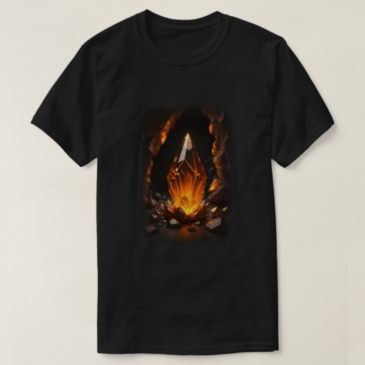 3D グローイング クリスタル オレンジ レッド Tシャツ (デザイン正面)