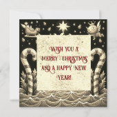 3D ゴールデンクリスマスサン ゴールデンクリスマスパーティ 招待状 (裏面)