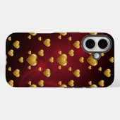 3D ゴールド ハート クリムソン ラグジュアリー iPhone 16 ケース Case-Mate iPhoneケース (裏面 (横))