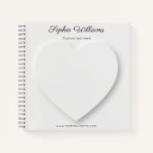 3D シャドウ ホワイト ハート ミニマリスト ノートブック (正面)