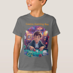 3D ダイスゲーム少年 - カジノスタイルのグラフィックTシャツ Tシャツ