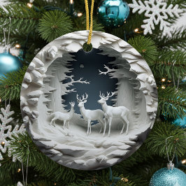 3D トナカイ クリスマス オブジェ セラミックオーナメント