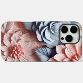 3D ピンクとブルーの花柄 Case-Mate iPhoneケース (裏面 (横))