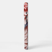 3D ピンクとブルーの花柄 iPhoneケース (左側面)