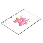 3D ピンク風船のアルファベットA - 森の動物 ノート (左側)