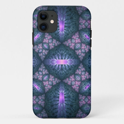 3D フラクタル アート パターン ターコイズ パープル ピンク Case-Mate iPhoneケース (裏面)