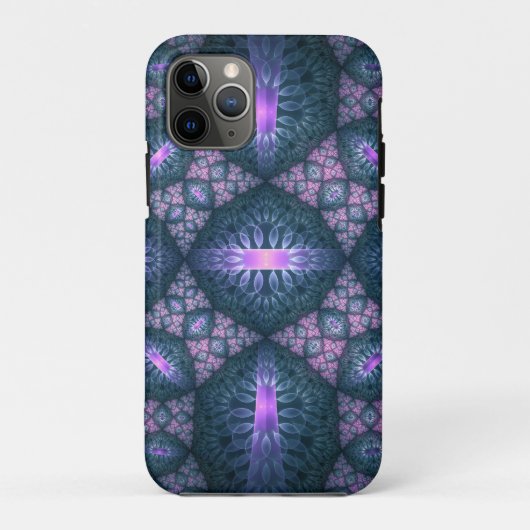 3D フラクタル アート パターン ターコイズ パープル ピンク Case-Mate iPhoneケース (裏面)