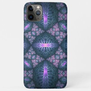 3D フラクタル アート パターン ターコイズ パープル ピンク iPhone 11 PRO MAXケース