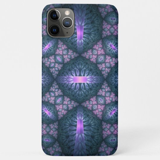 3D フラクタル アート パターン ターコイズ パープル ピンク Case-Mate iPhoneケース (裏面)