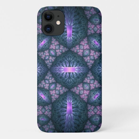 3D フラクタル アート パターン ターコイズ パープル ピンク Case-Mate iPhoneケース (裏面)