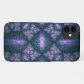 3D フラクタル アート パターン ターコイズ パープル ピンク Case-Mate iPhoneケース (裏面(横))
