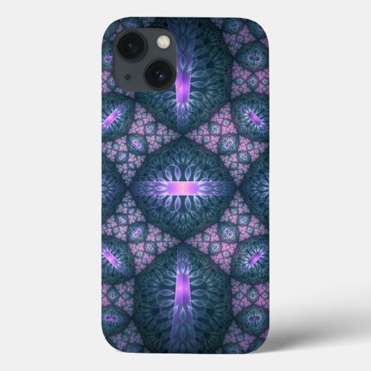 3D フラクタル アート パターン ターコイズ パープル ピンク Case-Mate iPhoneケース (裏面)