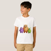 3D フレンドリー モンスター トリオ Tシャツ (正面フル)