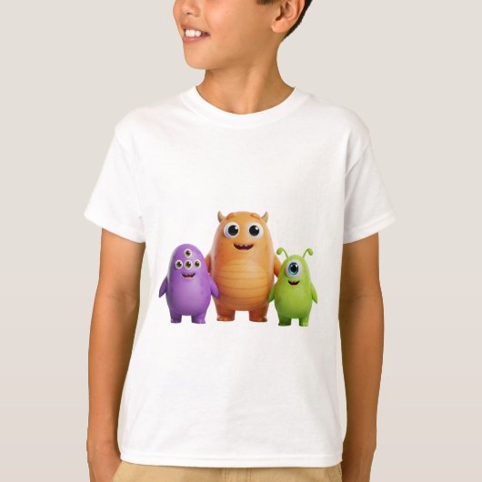 3D フレンドリー モンスター トリオ Tシャツ (正面)