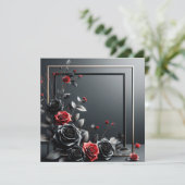 3D ブラック＆レッド ローズ 招待状 (スタンド正面)