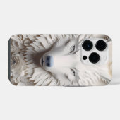 3D ホワイトウルフフェイス iPhoneケース (裏面横)