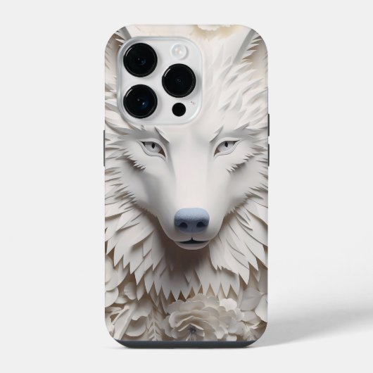 3D ホワイトウルフフェイス iPhoneケース (裏面)
