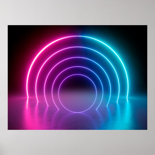 3d，ライ白熱［赤熱］光を放つン，トンネル，ネオンライト，バーチャルre ポスター (正面)