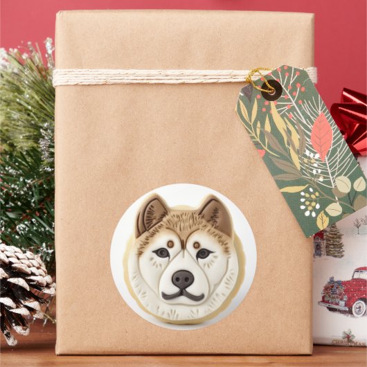 3D 秋田犬 インスパイアデザイン ラウンドシール (クリスマス)