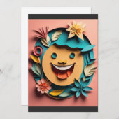 3D 紙アート デザイン T シャツ 招待状 (正面/裏面)